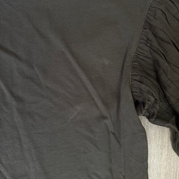 Madewell Puff-Sleeve Drop-Shoulder Knit Top WMNS S Gray Jersey Knit Long Sleeve - Picture 5 of 8